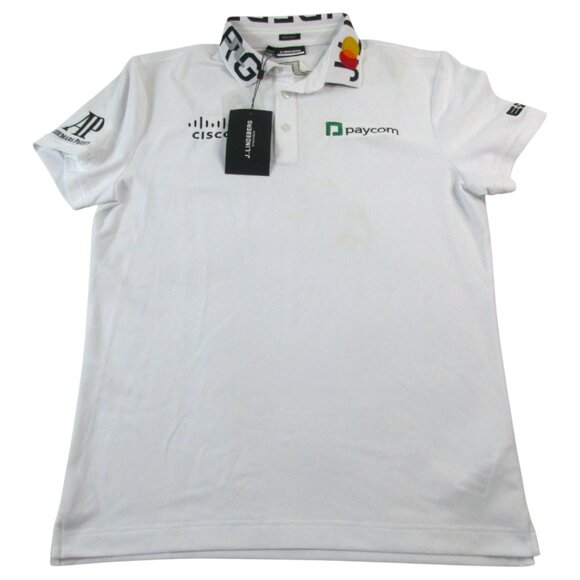 J.Lindeberg Racing Polo Shirt Mens Medium White Audemars Piguet Regular Fit - Picture 1 of 12